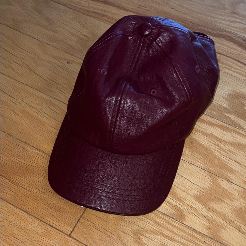 Burgundy imitation Leather Cap